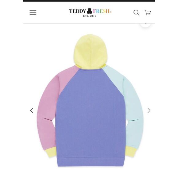 Teddy Fresh Womens Hoodie Pullover Sweatshirt Pastel Color Block Large XL Gen Z - Picture 3 of 14
